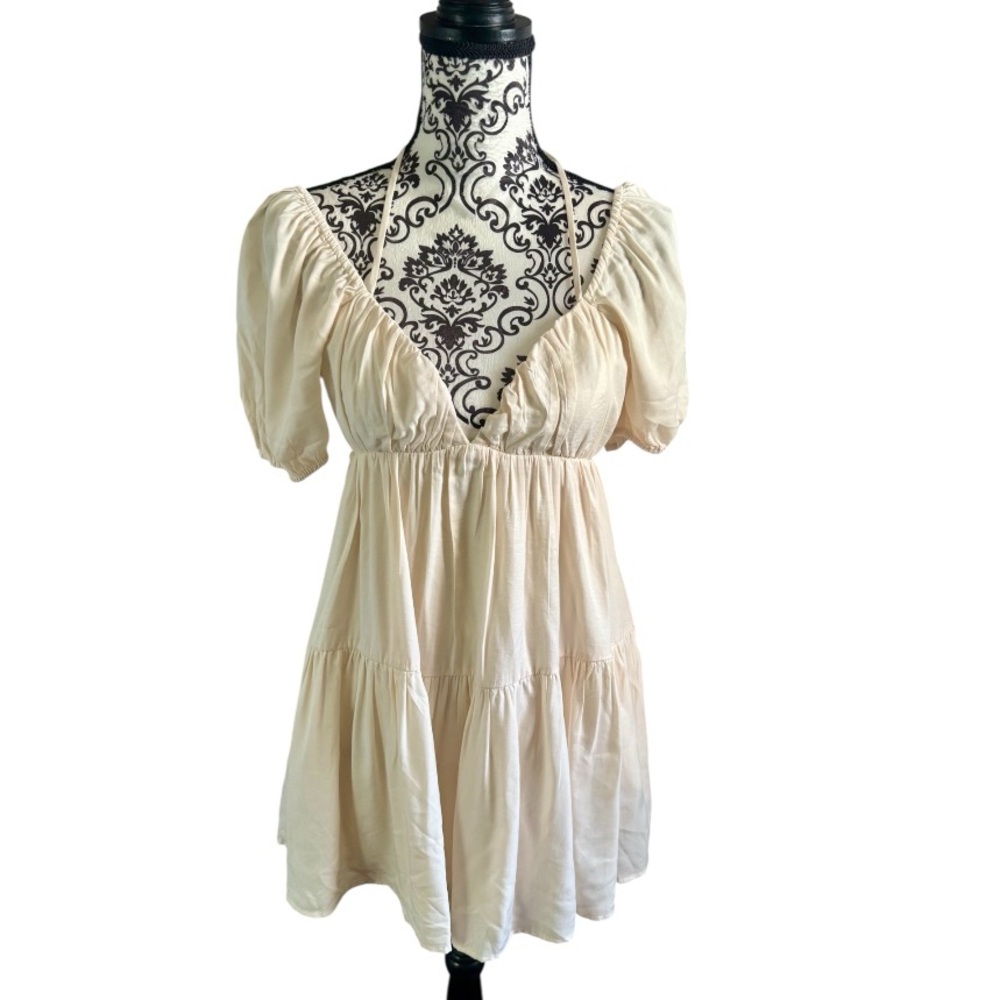 COTTON CANDY Ivory Backless Babydoll Dress